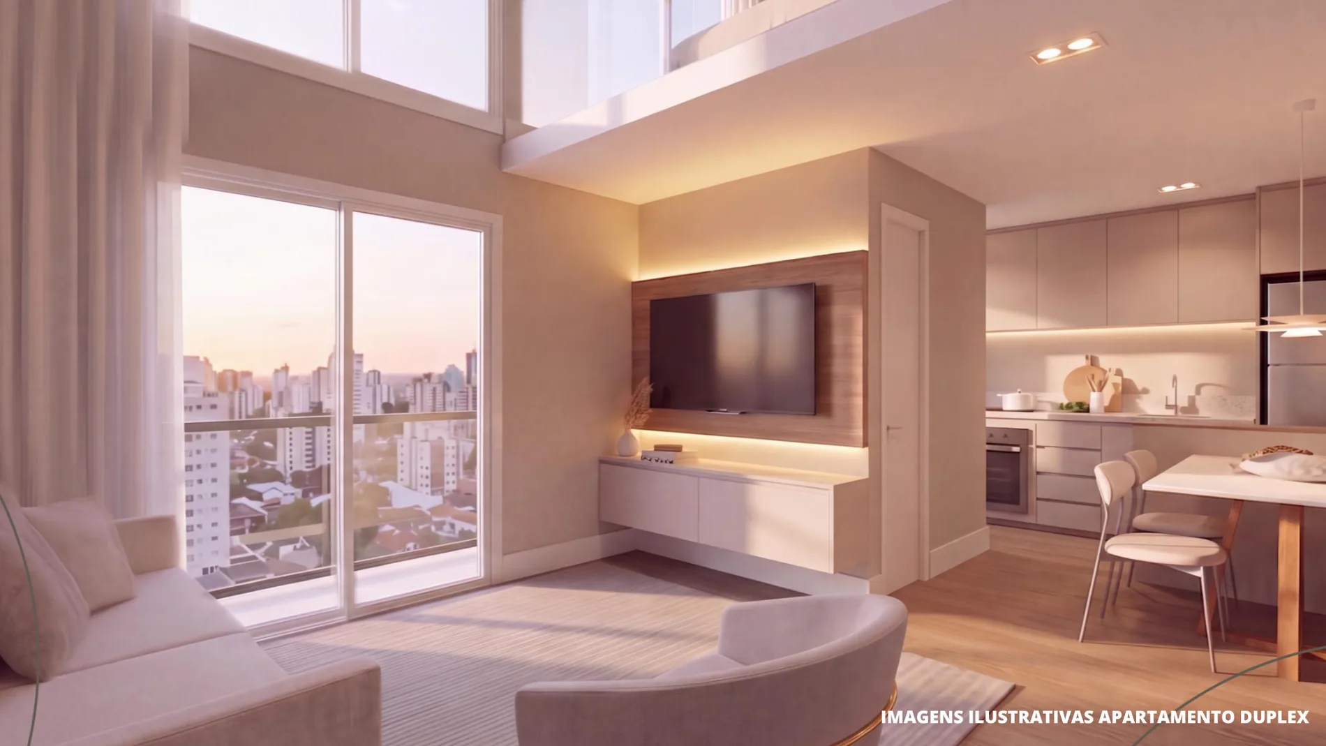 Living de um apartamento Duplex do Flow